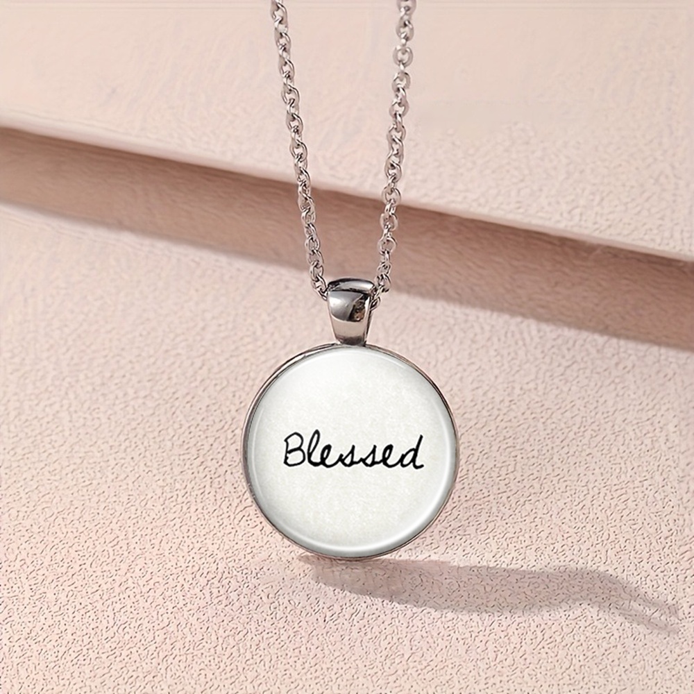4pc White Jewelry Set with Blessed Text, Gift Ready